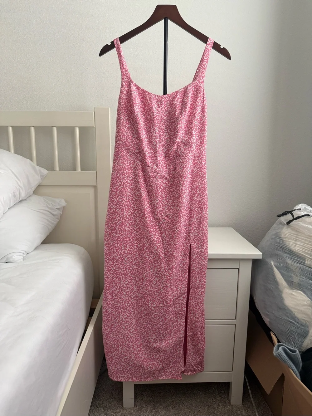 Abercrombie & Fitch Pink Floral Maxi Dress with Side Slit